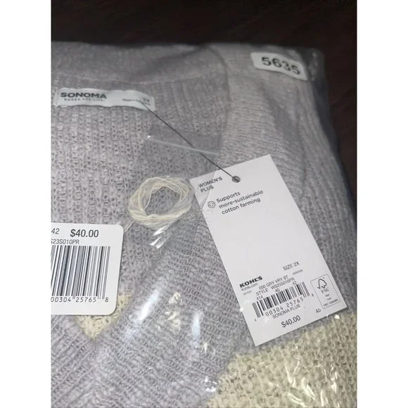 Plus Size 2X Sonoma Goods For Life Long Sleeve V-Neck Sweater Retail $40.00 - Picture 4 of 4